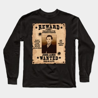 Jesse James Wild West Wanted Poster Long Sleeve T-Shirt